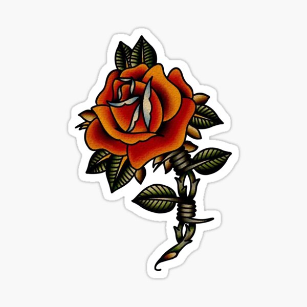 Item preview, Traditional red rose tattoo designed and sold by Pinscher.