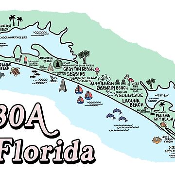 quot 30A Florida Map Art quot Sticker for - Raf,360x360,075,t,fafafa Ca443f4786 
