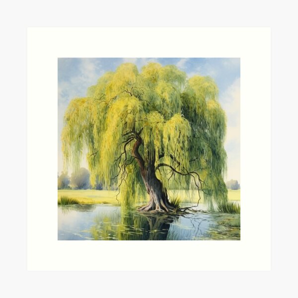 Item preview, Majestic Green Willow Tree Watercolor designed and sold by Chimpanzky.