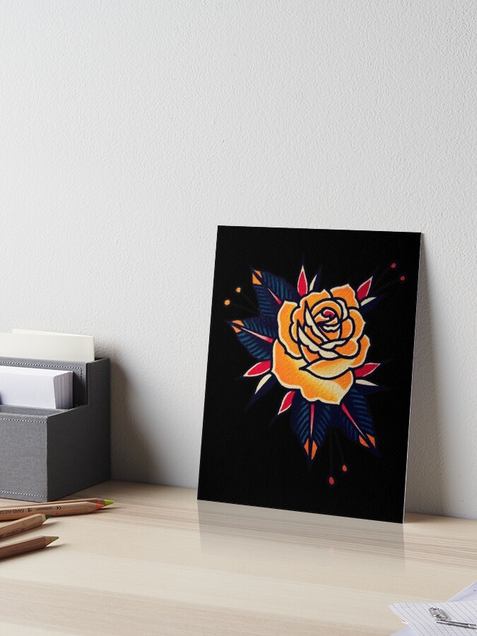 Rose Tattoo Flash Style Yellow Flower painting Art on sale print