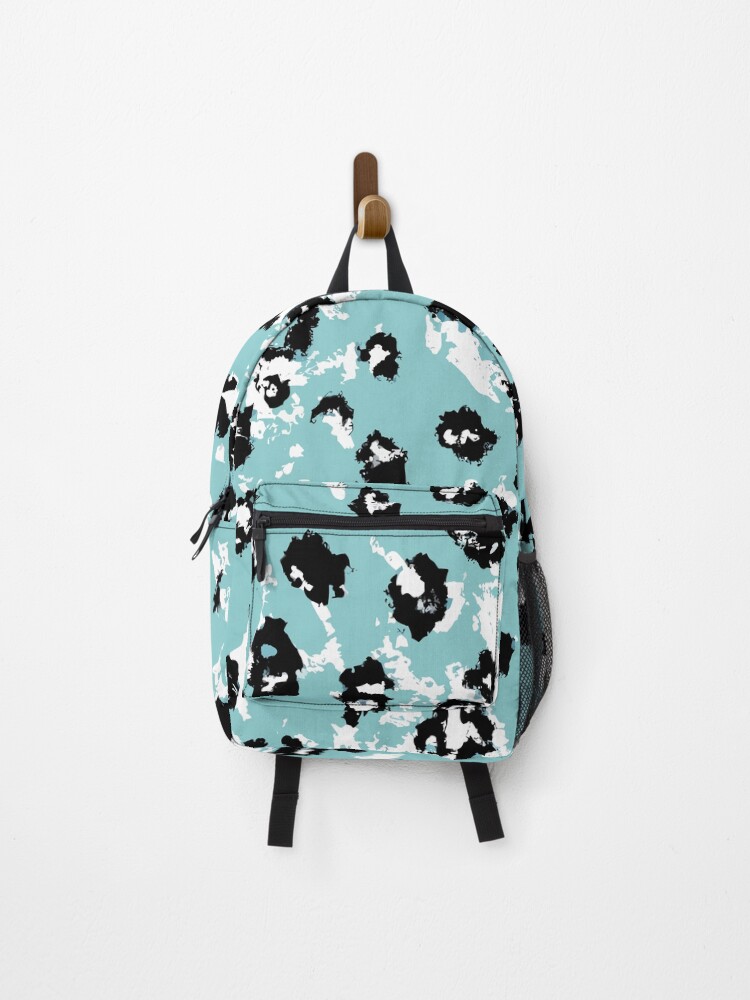 Thumbnail 1 of 3, Backpack, Pale Blue / Turquoise Leopard Pattern designed and sold by SamJanner.
