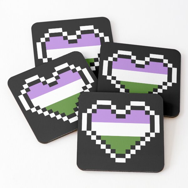 Item preview, Heart flag from Genderqueer community pixel art black background designed and sold by Axel-Speed.