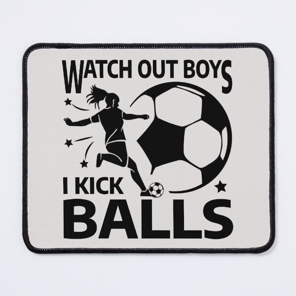 Item preview, Soccer girls / Watch out boys I kick balls / female soccer player kicking girl silhouette designed and sold by portrait4you.