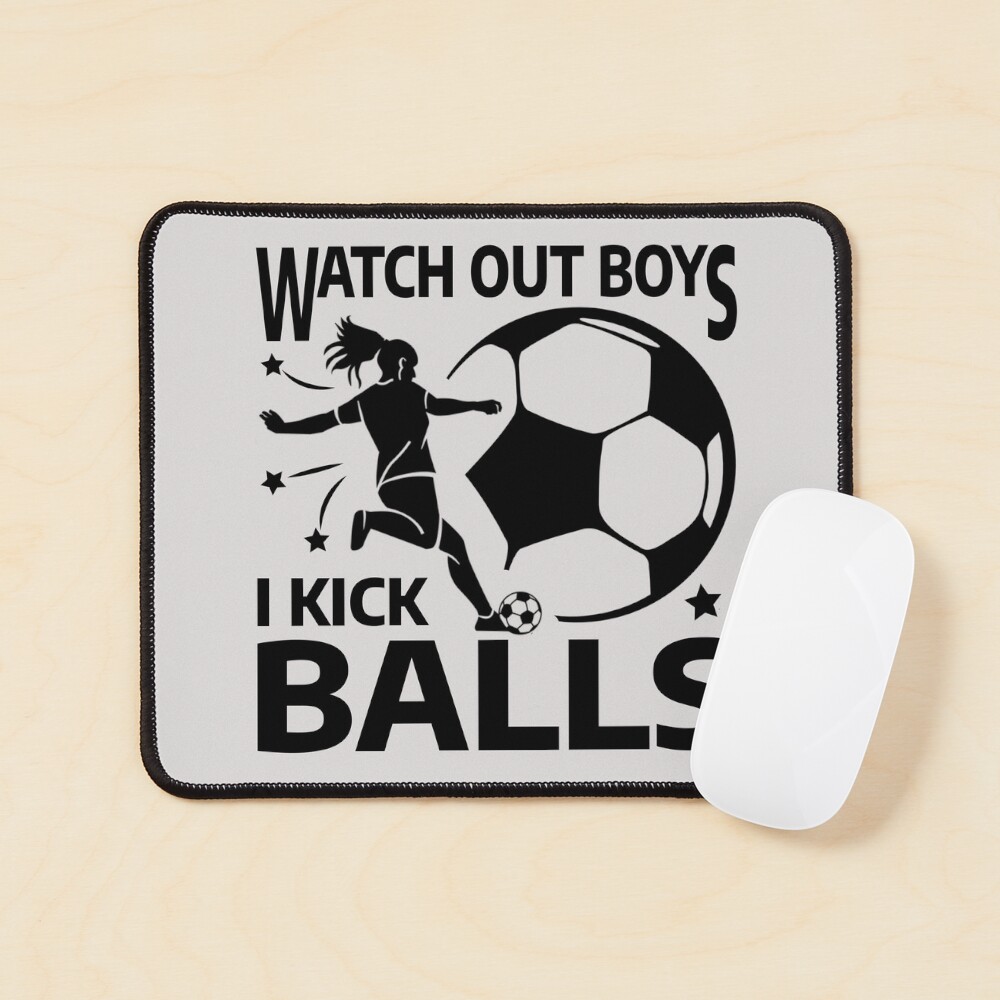 Soccer girls  Watch out boys I kick balls  female soccer player kicking  girl silhouette  Sticker for Sale by portrait4you | Redbubble