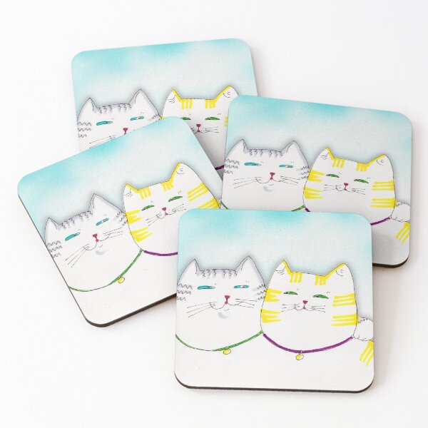 Item preview, Feline friendship, mixed media designed and sold by HelenDBVickers.