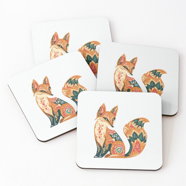 Item preview, Folk art fox  designed and sold by Pommallina.