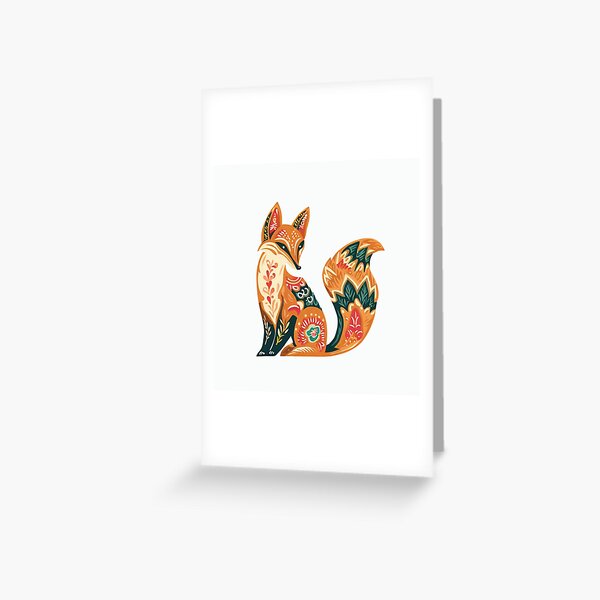 Item preview, Folk art fox  designed and sold by Pommallina.