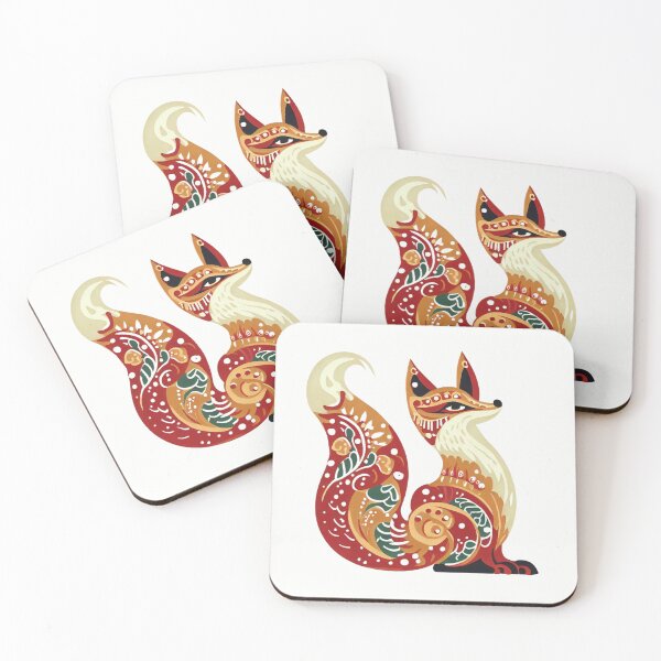 Item preview, Folk art fox  designed and sold by Pommallina.