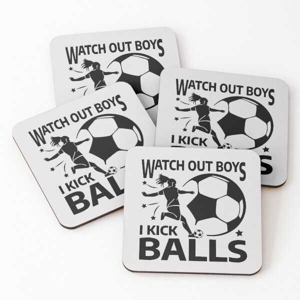 Item preview, Soccer girls / Watch out boys I kick balls / female soccer player kicking girl silhouette  designed and sold by portrait4you.