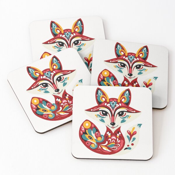Item preview, Folk art fox  designed and sold by Pommallina.