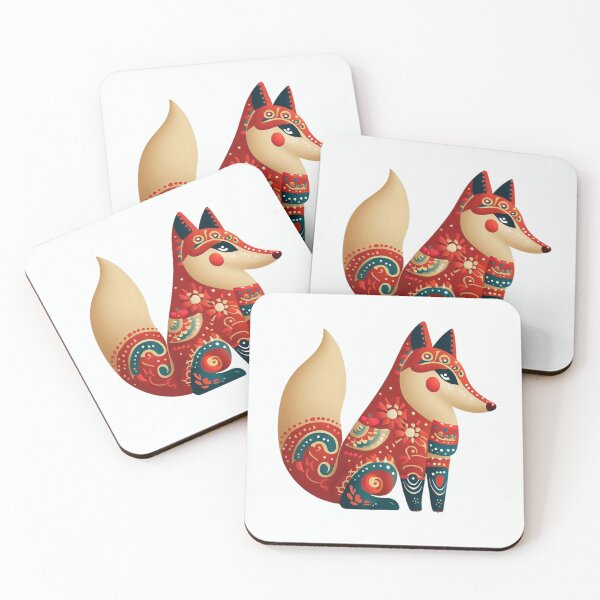 Item preview, Folk art fox  designed and sold by Pommallina.