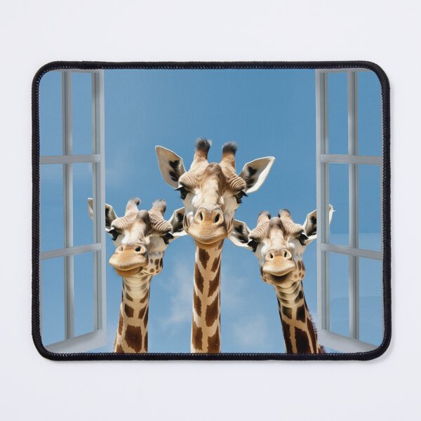 Item preview, Curious funny Giraffe looking peeping staring peeking standing on in inside out of through window view designed and sold by zand-n-zive.
