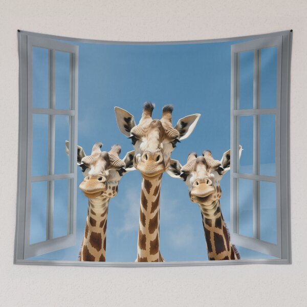 Item preview, Curious funny Giraffe looking peeping staring peeking standing on in inside out of through window view designed and sold by zand-n-zive.