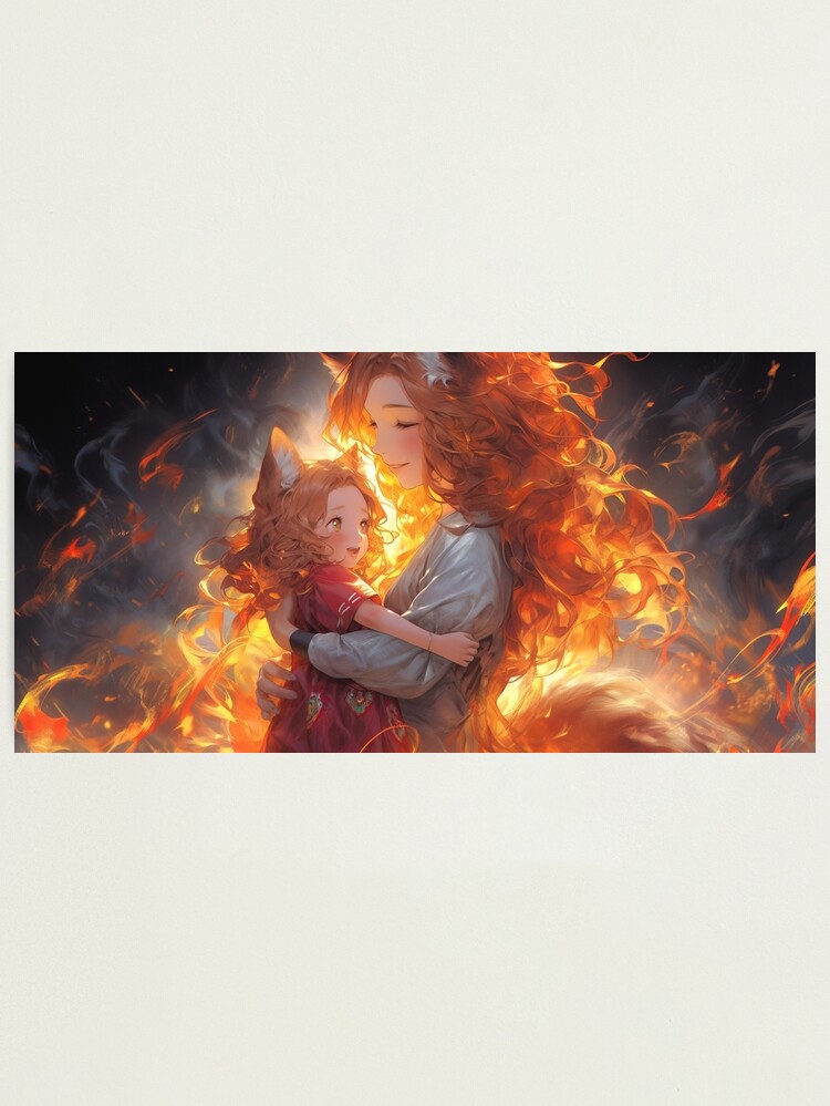Thumbnail 1 of 3, Photographic Print, Celestial Affection: A Kitsune's Guiding Light designed and sold by CasualCommander.
