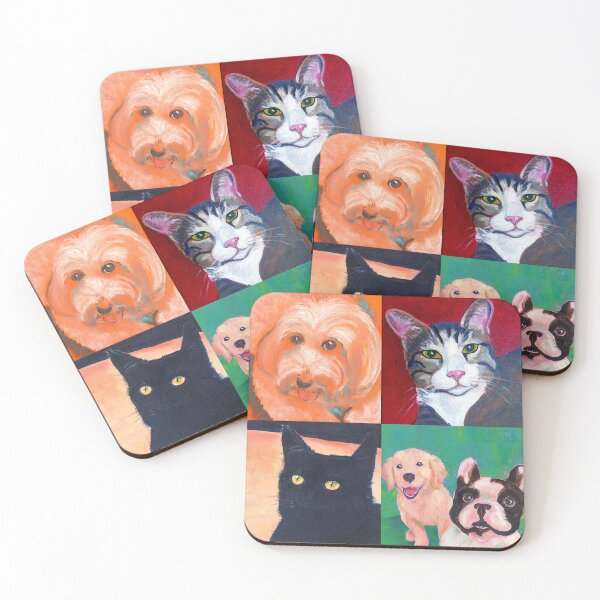 Item preview, collage of dogs and cats, acrylic on canvas designed and sold by HelenDBVickers.