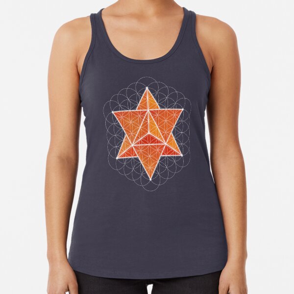 Merkaba & Flower of Life on orange calcite Racerback Tank Top
