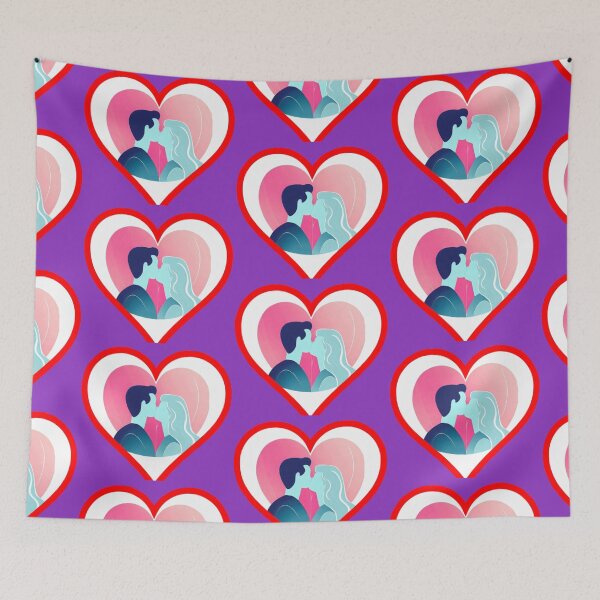 Item preview, Kiss of two people against a background of pink heart frame heart designed and sold by JaroDesign2023.