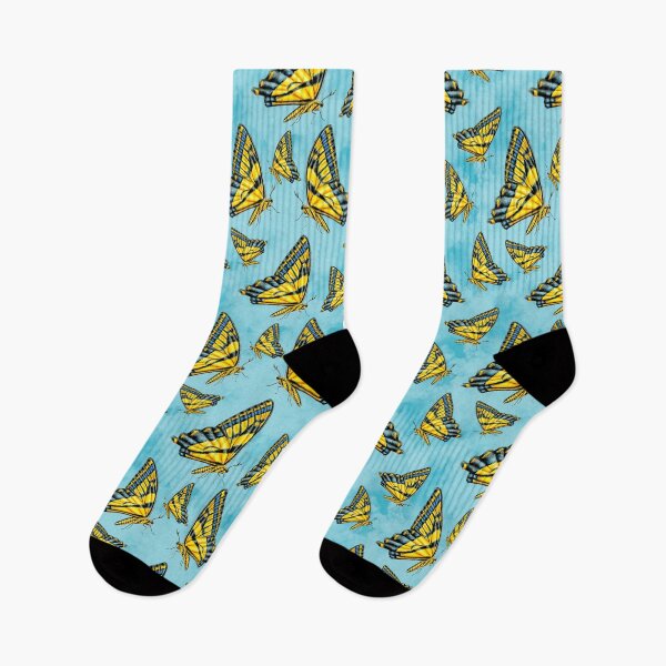 Item preview, Western Tiger Swallowtail Butterfly Illustration on Clouds and Sky designed and sold by Sockstomistic.