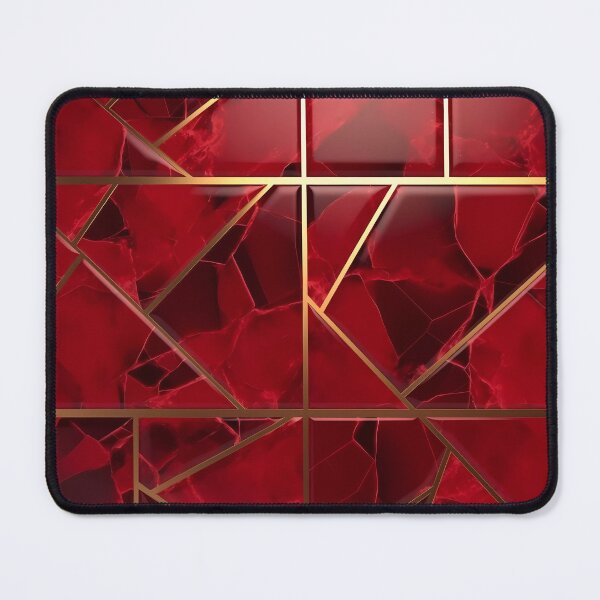 Item preview, Ruby Red Tile Design with Geometric Gold Accents designed and sold by SweetWhiskers.