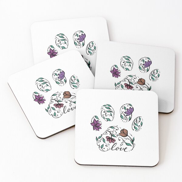 Item preview, Dog Paw Print Floral Love designed and sold by CuteTattoo.