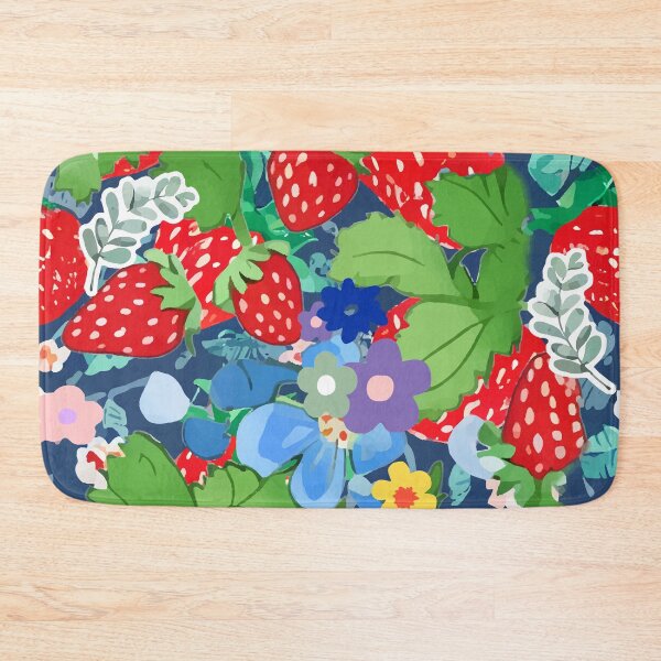 Item preview, Wild strawberries on blue designed and sold by SophieClimaArt.