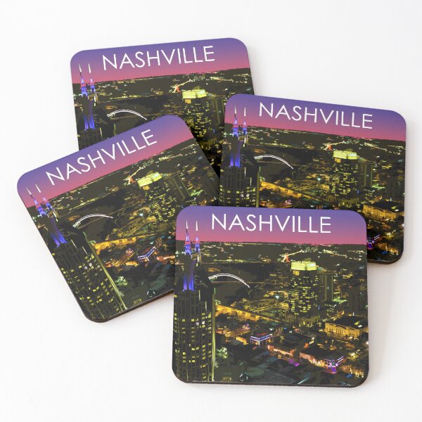 Item preview, Nashville, Tennessee, City, Skyline, Night, USA, Travel Print designed and sold by summattodraw.