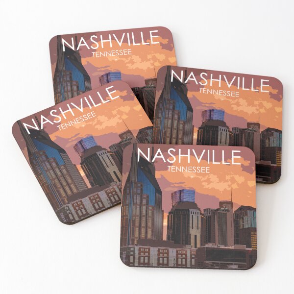 Item preview, Nashville, Tennessee, City, Skyline, Sunset, USA, Travel Print designed and sold by summattodraw.