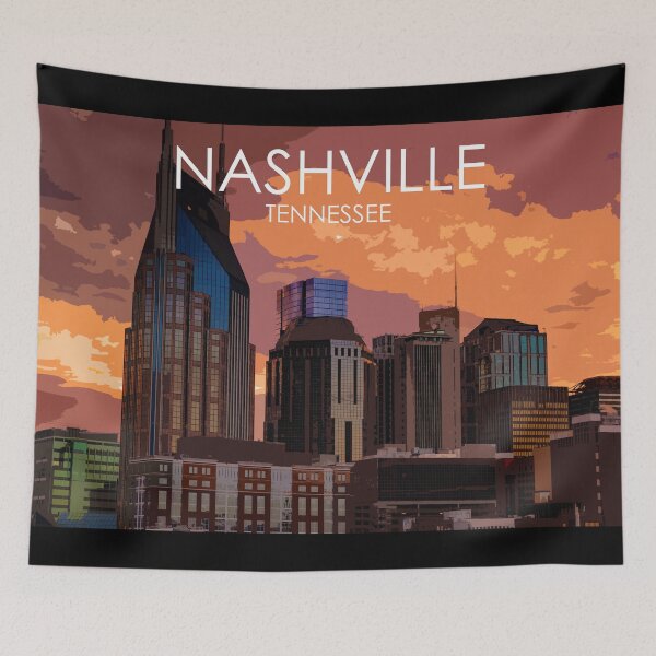 Item preview, Nashville, Tennessee, City, Skyline, Sunset, USA, Travel Print designed and sold by summattodraw.