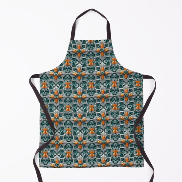 Item preview, Tangerine and Teal Design with Silver Adornments With Jewel and Flower Center designed and sold by MiracleROLArt.