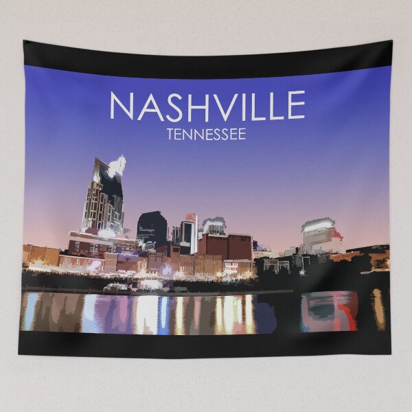 Item preview, Nashville, Tennessee, City, Skyline, Dusk, USA, Travel Print designed and sold by summattodraw.