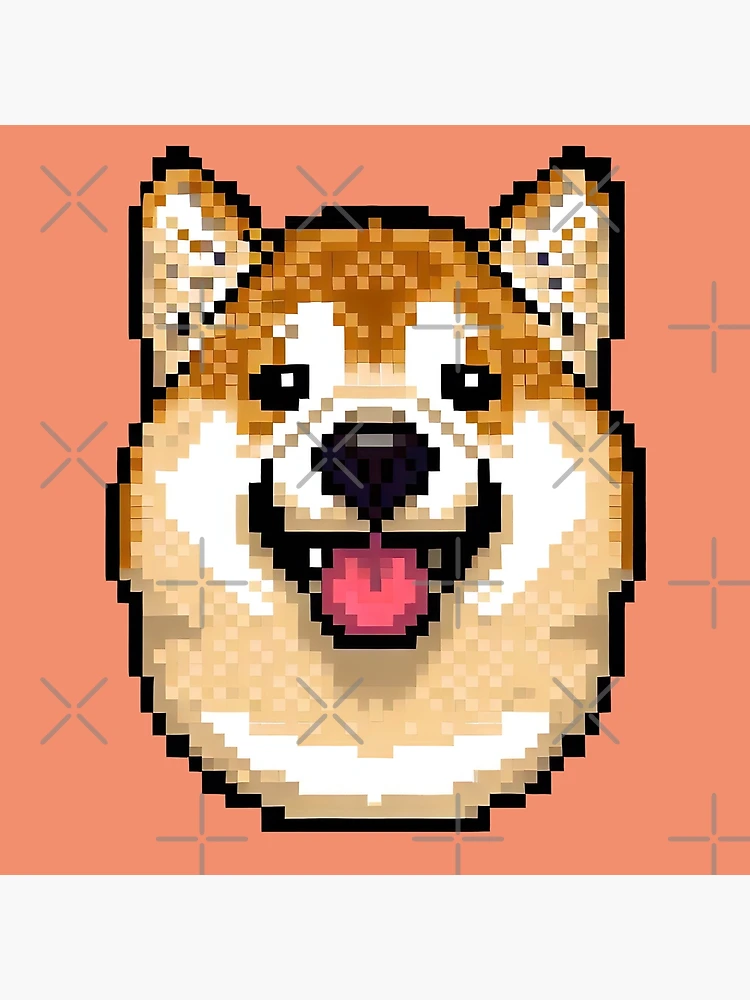 Pixel art dog character design shiba em