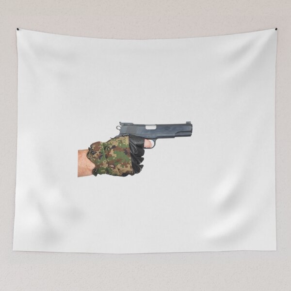 Item preview, Hand in camouflage glove with gun designed and sold by goceris.