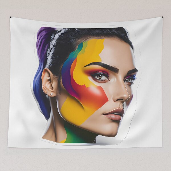 Aperçu de l'œuvre Les visages de l'arc-en-ciel Gay Pride Lesbian! Mois! Humain créée et vendue par PrintDesignFlow.