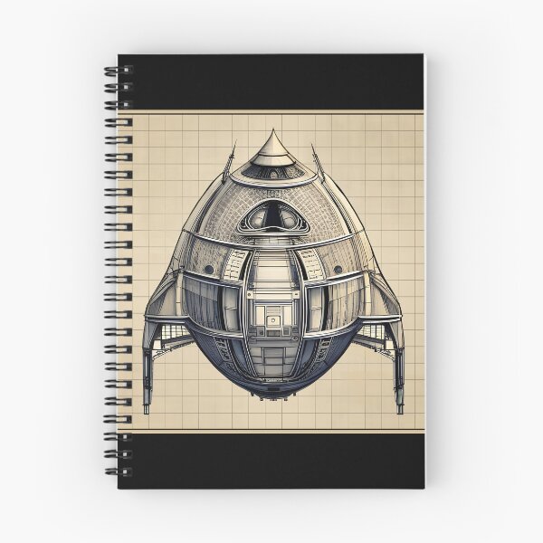 Item preview, Charming Retro Sci-Fi Spaceship Design plan drawing designed and sold by Glimmersmith.