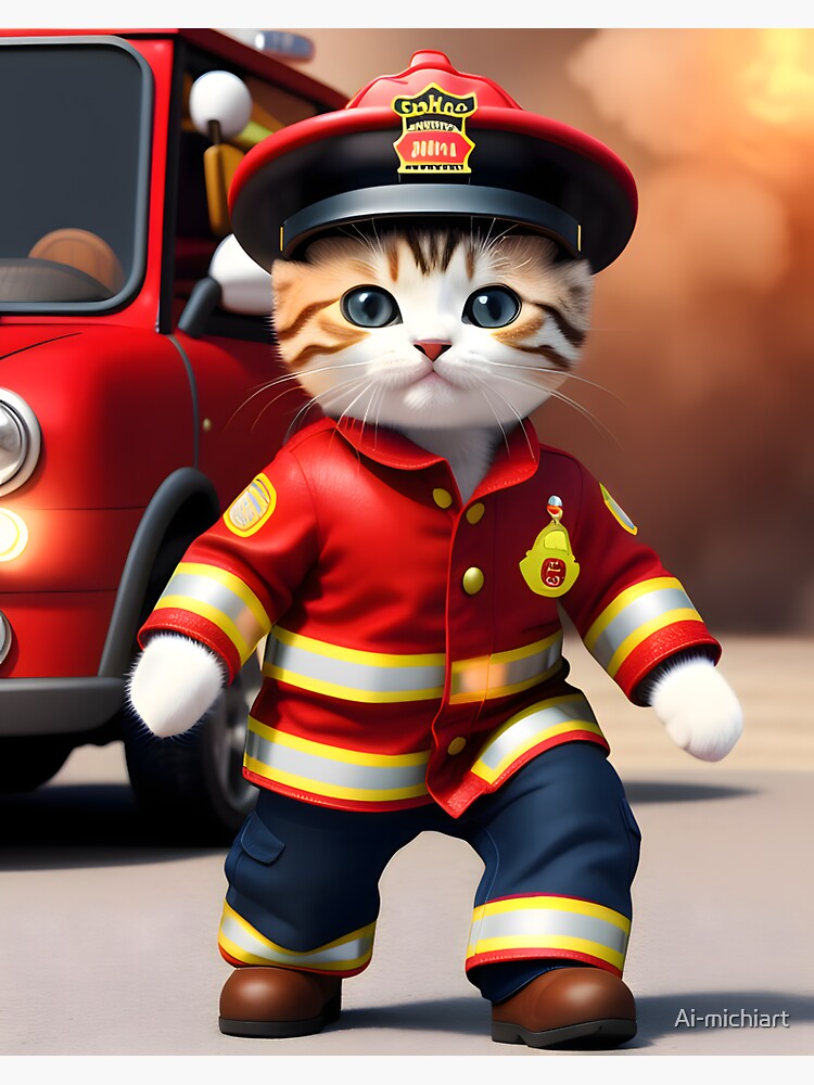 Cat icon (PFP)  Cat firefighter - Stock Illustration [106509363