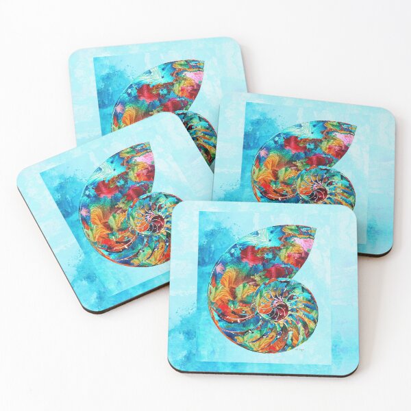 Item preview, Whimsical Colorful Nautilus Shell Seashell Beach Art designed and sold by Sharon Cummings Art.