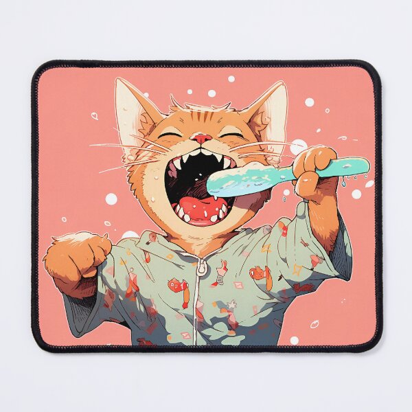 Item preview, Cute tabby cat brushing his teeth before bed designed and sold by KERaney.