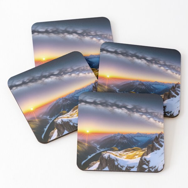Item preview, Beautiful Panorama Galaxy Sunrise over Snow-Capped Mountains designed and sold by SunnyMcKenzie.