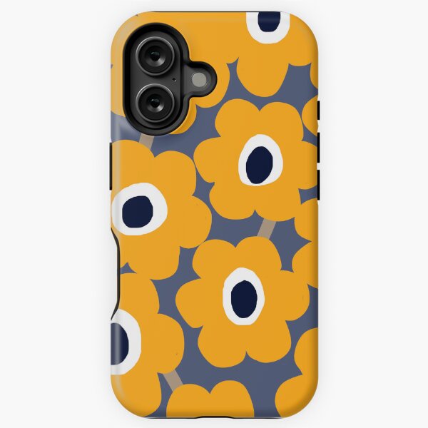 Vista previa del artículo con la obra «Flores escandinavas modernas y audaces en amarillo mostaza y azul», diseñado y vendido por Deutschic.