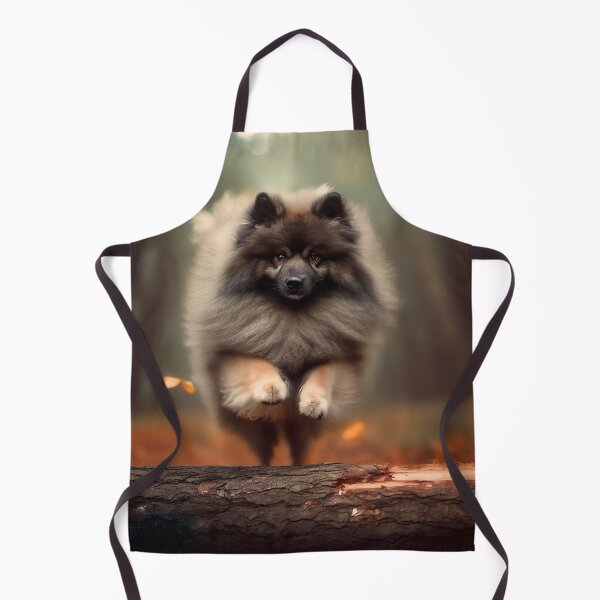 Item preview, Keeshond Leap over a trunk in Autumn Wood - Nature Dog Art designed and sold by Woof-n-Wear.