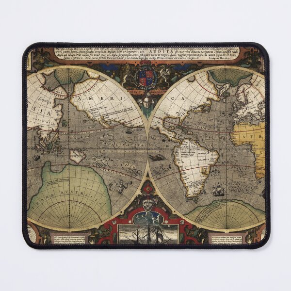 Item preview, Vintage Map of the World (Jodocus Hondius, 1595) designed and sold by Vintagenaut.