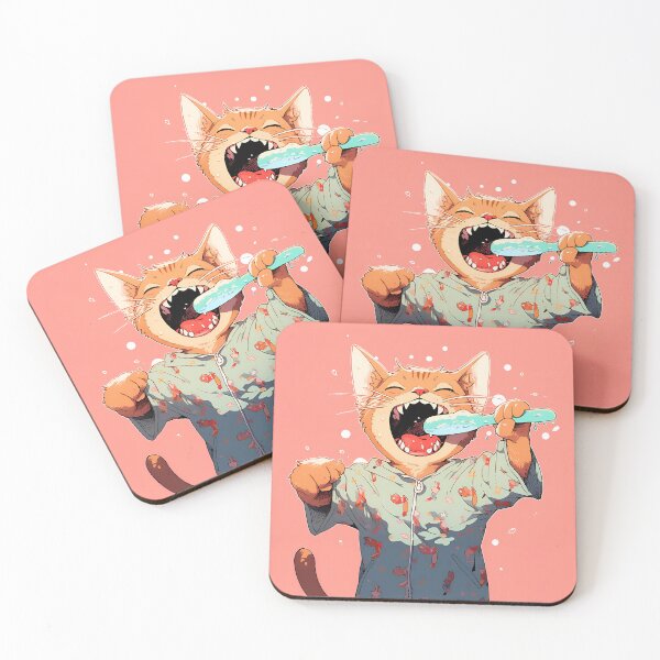 Item preview, Cute tabby cat brushing his teeth before bed designed and sold by KERaney.