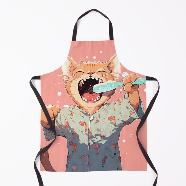 Item preview, Cute tabby cat brushing his teeth before bed designed and sold by KERaney.