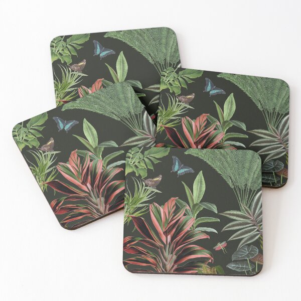 Item preview, Vintage illustration of tropical paradise with plants and butterflies designed and sold by CecyLL.