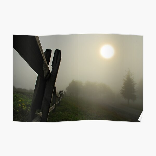 Foggy Country Road Poster