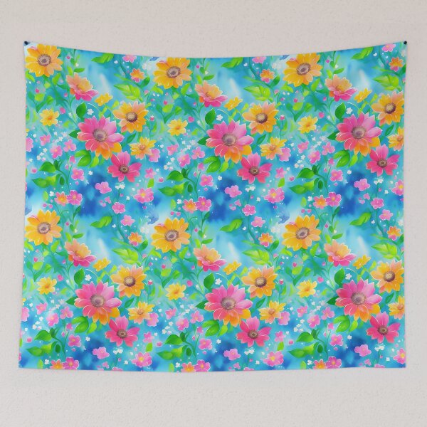 Item preview, Luxurious Floral Symphony, yellow and pink flowers on a magic art by Deeplek designed and sold by deeplek.