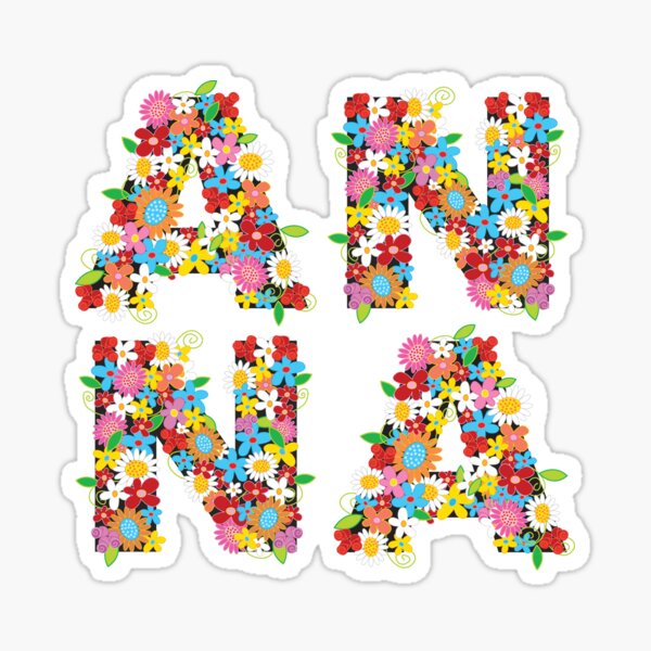 Spring Flowers Alphabets Name 'ANNA' Sticker