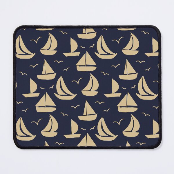 Item preview, Sail Boats Navy and Yellow designed and sold by AnchoredMae.