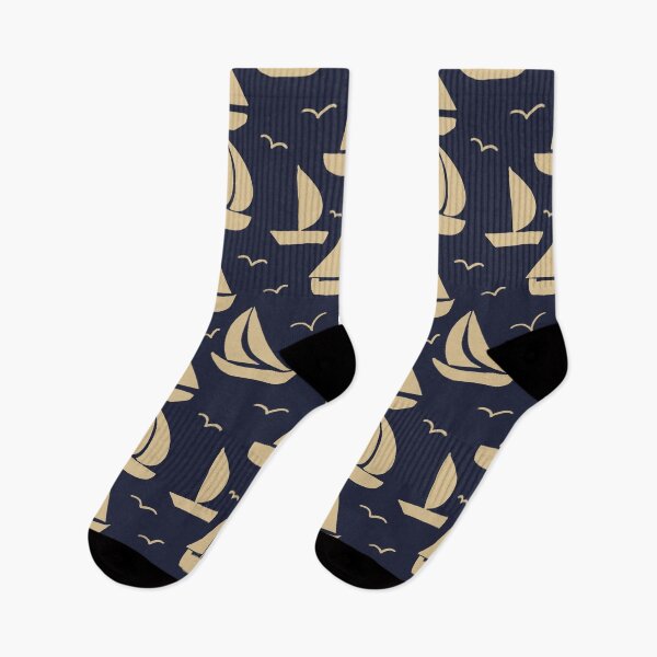 Item preview, Sail Boats Navy and Yellow designed and sold by AnchoredMae.