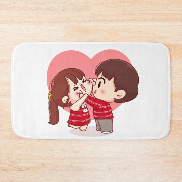 Item preview, Cheek Pinching Cute Boy and Girlfriend Cartoon: Spread Love on Valentine's Day designed and sold by hjian8219.